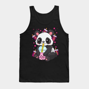 Boba Bubble Tea Panda Drinking Boba Tank Top